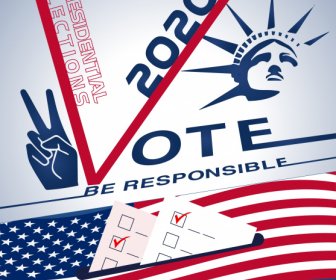 2020 Usa Voting Poster Modern National Emblem Sketch