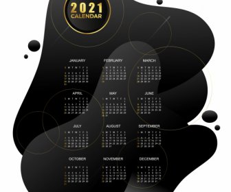 2021 Calendario Modello Nero Forme Deformate Arredamento
