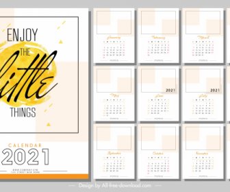 2021 Calendar Template Bright Blank Texts Decor