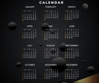 2021 Calendar Template Elegant Modern Dark Decor