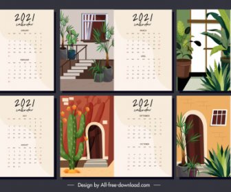 2021 Kalender Vorlage Haus Dekor Thema Klassisches Design