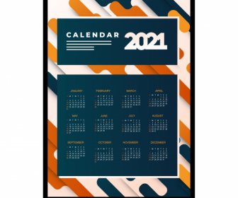 2021 Calendar Template Modern Contrast Abstract Decor