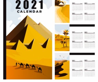 2021 Plantilla De Calendario Decoración De Paisaje Natural
