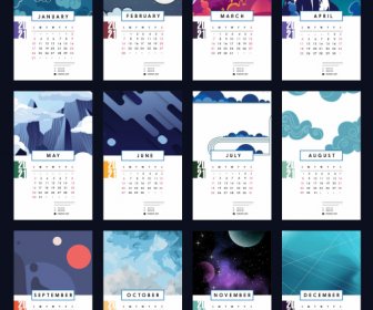 2021 Calendar Template Sky Scenes Ornament