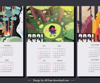 2021 Calendar Templates Natural Jungle Elements Decor