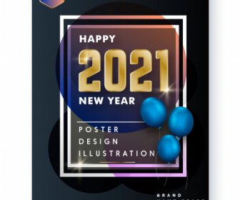 Poster Tahun Baru 2021 Berkilau Dekorasi Keanggunan Modern