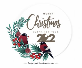 2022 календарь покрытия шаблон элегантные птицы зимних растений