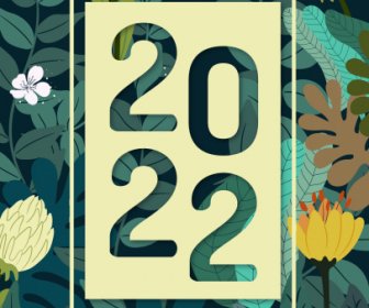 2022 Calendário Capa Modelo Elegante Plantas Decoração Elementos