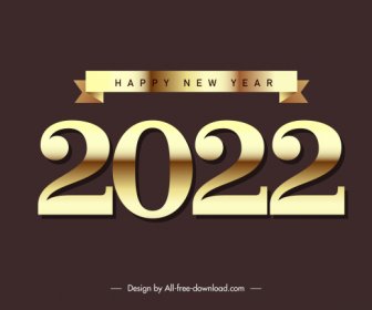 2022 Calendar Decor Element Shiny Golden Number Ribbon
