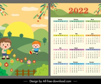 2022 Kalender Vorlage Kindheit Thema Cartoon Design