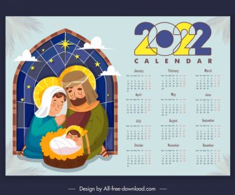 2022 Calendar Template Christ Catholic Cartoon Characters