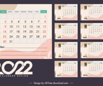 2022 Calendar Template Classical Flat Decor