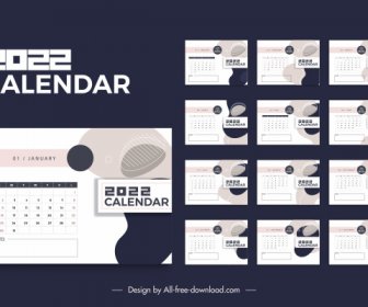 2022 Calendar Template Contrast Abstract Decor