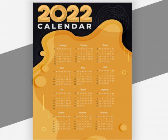 Modelo De Calendário 2022 Contrasta Decoração Abstrata Retrô