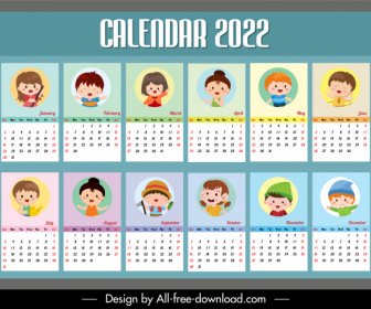 Free 2022 Cartoon Calendar 2022 Calendar Template Childhood Theme Cartoon Design-Vector Misc-Free  Vector Free Download