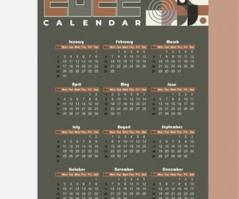 2022 Calendar Template Dark Design Abstract Pattern Decor