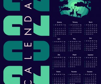 Template Kalender 2022 Tema Kehidupan Liar Desain Gelap