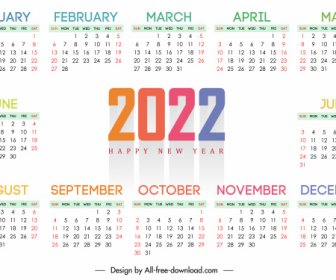 2022 Takvim şablonu Zarif Parlak Beyaz Düz Dekor