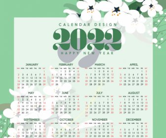 2022 calendar template elegant classic botanical decor