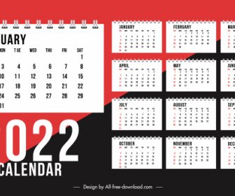 Plantilla De Calendario 2022 Decoración De Contraste Elegante