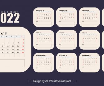 2022 Calendar Template Flat Plain Decor