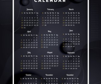 2022 Calendar Template Modern Elegant Black Dark Decor