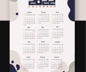 2022 Calendar Template Plain White Deformed Shapes Decor