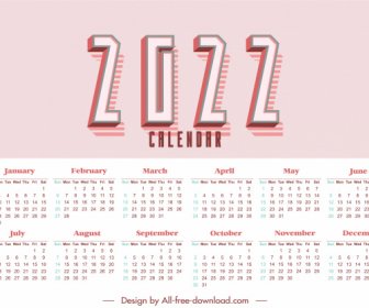 Plantilla De Calendario 2022 Decoración Simple Y Llana Brillante