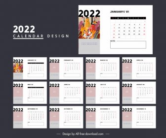 2022 Calendar Template Simple Bright White Decor