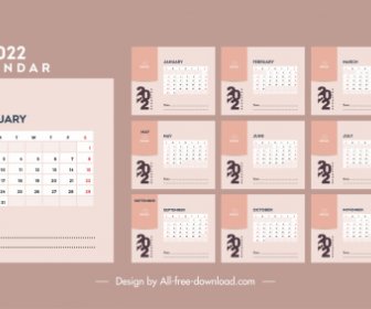 2022 Calendar Template Simple Plain Decor