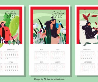2022 Calendar Templates Lifestyle Nature Elements Decor