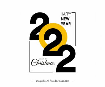 2022 приветствие плакат шаблон контрастного дизайна номера декора