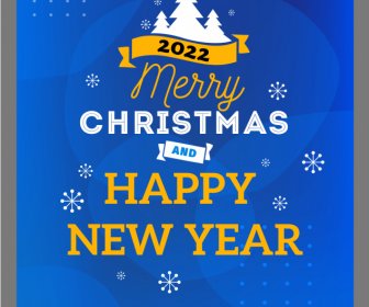 2022 Happy New Year Merry Christmas Blue Background