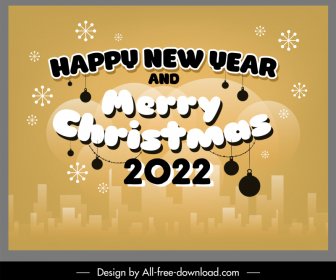 2022 Happy New Year Merry Christmas Gold Background