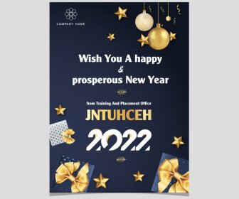 2022 new year wishes banner elegant luxury baubles decor