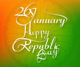 26 January Beautiful Calligraphy Happy Republic Day Text Tricolor Background Design Vector