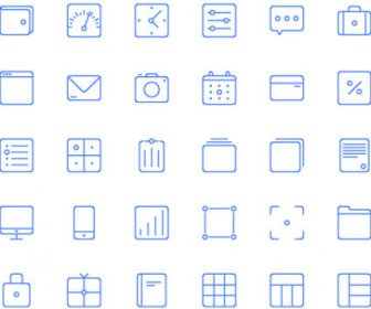 30 ícones De Tipo De Linha Azul Vector