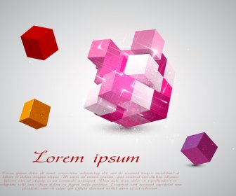 3D Cubos Abstractos Vector Ilustración
