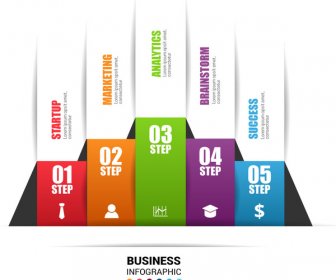 3D Bisnis Infographic Vektor Ilustrasi Dengan Tab Vertikal