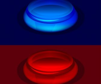 3D Button Vorlagen Dunkel Rot Blau Lichteffekt