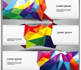 3d Colored Shapes Banners Vector Set