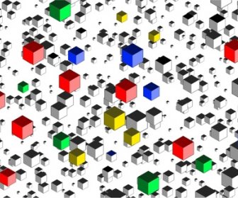 ภาพ 3d Cube ที่มีสีสันพื้นหลังเวกเตอร์