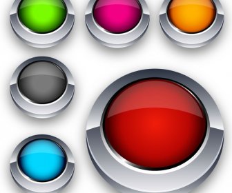 ícones De Botões Redondos Coloridos 3D