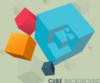 3d Cubic Background Colorful Icons Decor