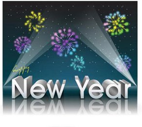 3d Happy New Year Fireworks Background Vector