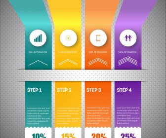 3d Infographic Vector With Vertical Colorful Tabs