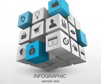 3d Magic Cube With Infographics Vector