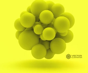 3D Molekul Bola Ilustrasi Vektor Latar Belakang
