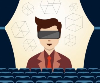 3D Latar Belakang Manusia Kubus Ikon Teater Suasana Film