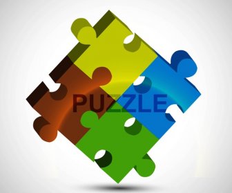 3d Puzzle Colorful Shiny Vector Design